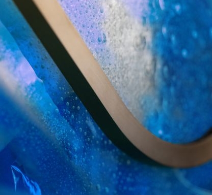 Close-up of a unique texture from Preciosa's blue lighting design.