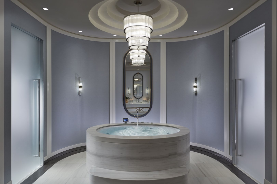 Crystal luminaire for hotel spa