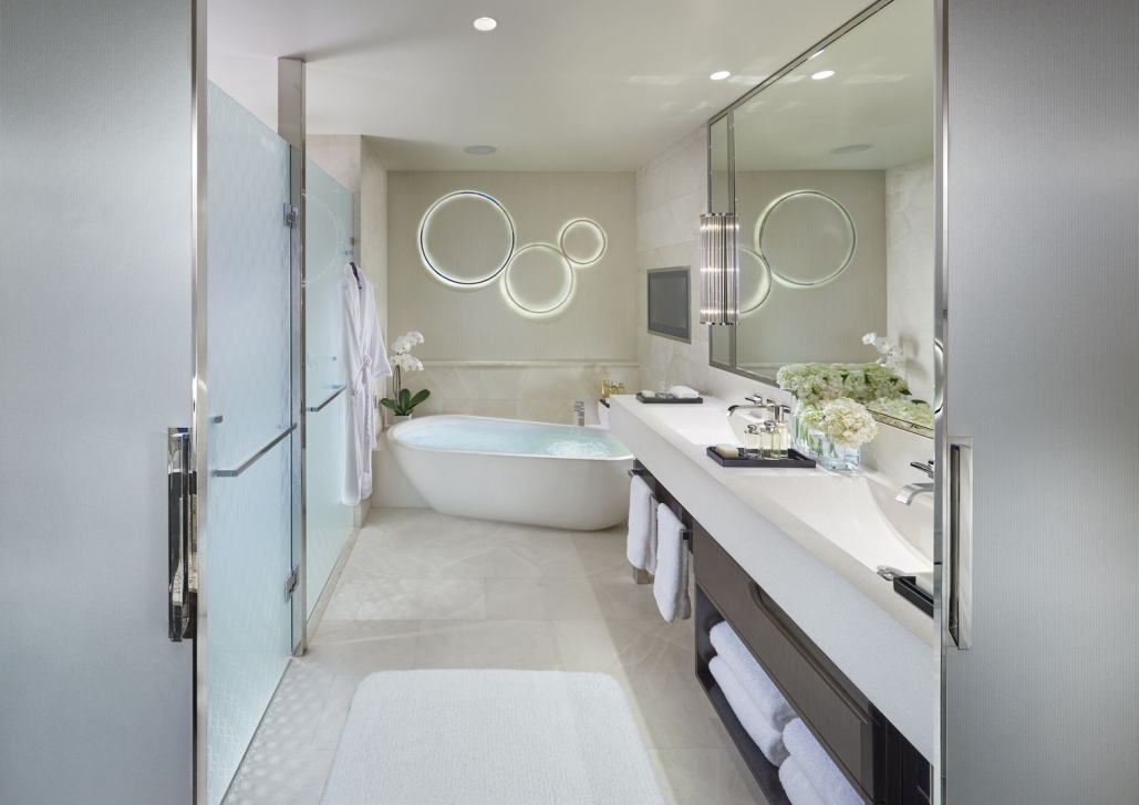 Bathroom with crystal lighting