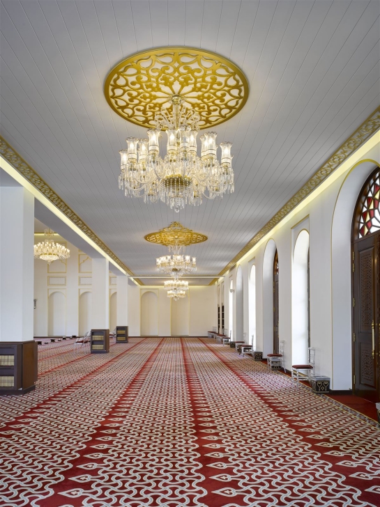 Hallway with crystal chandeliers