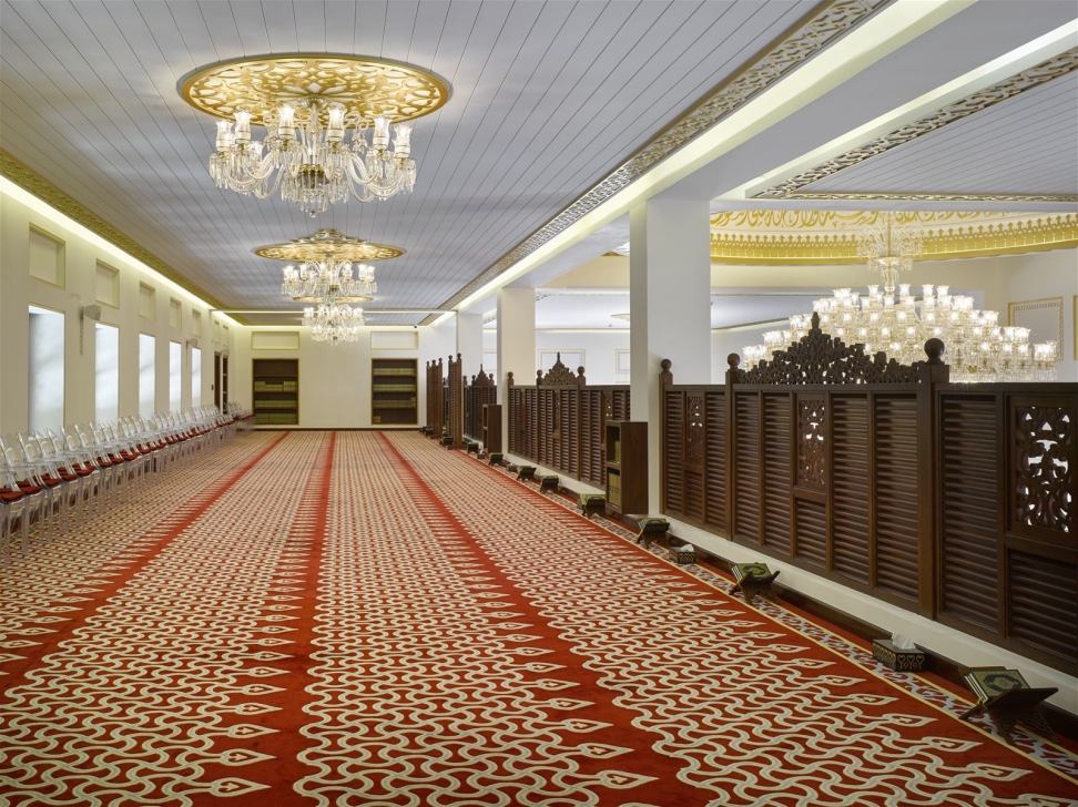 Hallway with chandeliers