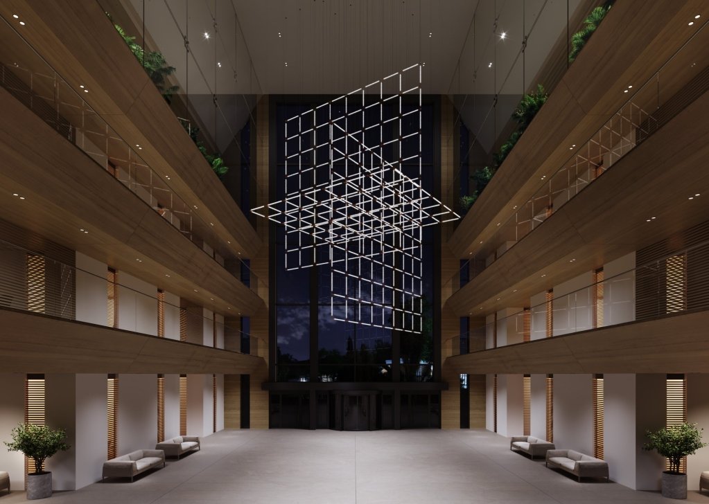 PRECIOSA_Lightin_Crystal Grid_Atrium_visualisation