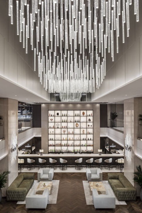 Ship's atrium lighting installation