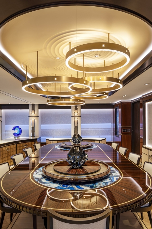 Detail of the luminaire of the main deck lounge