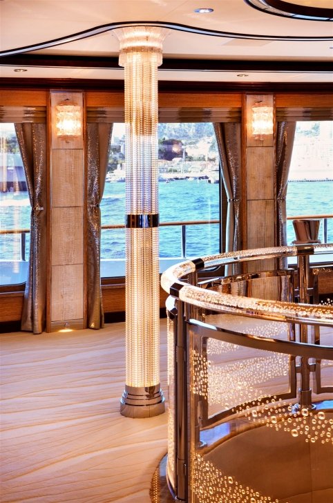 Main space with lighted crystal columns