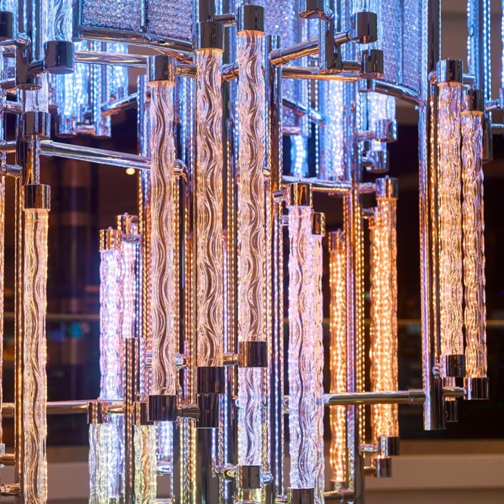 Crystal tubes glowing with colours