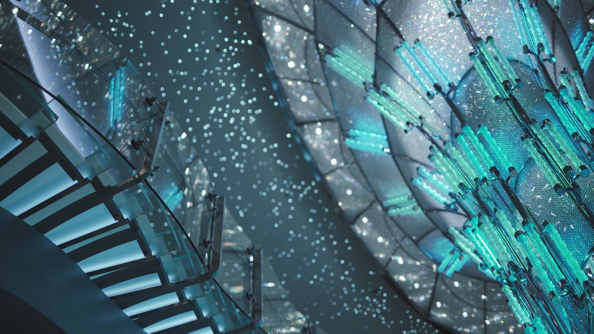 Detail of green luminaire
