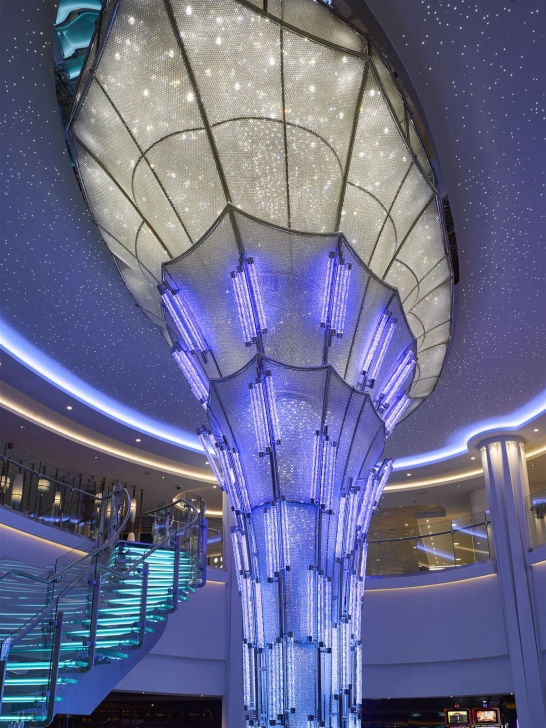 Blue and white customized crystal luminaire