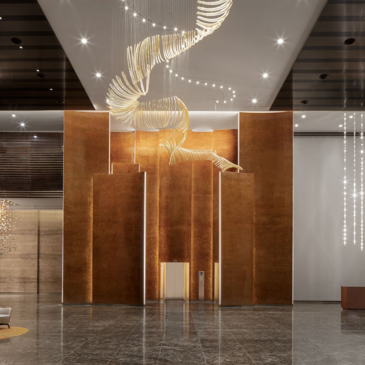 Executive lobby bespoke lighting