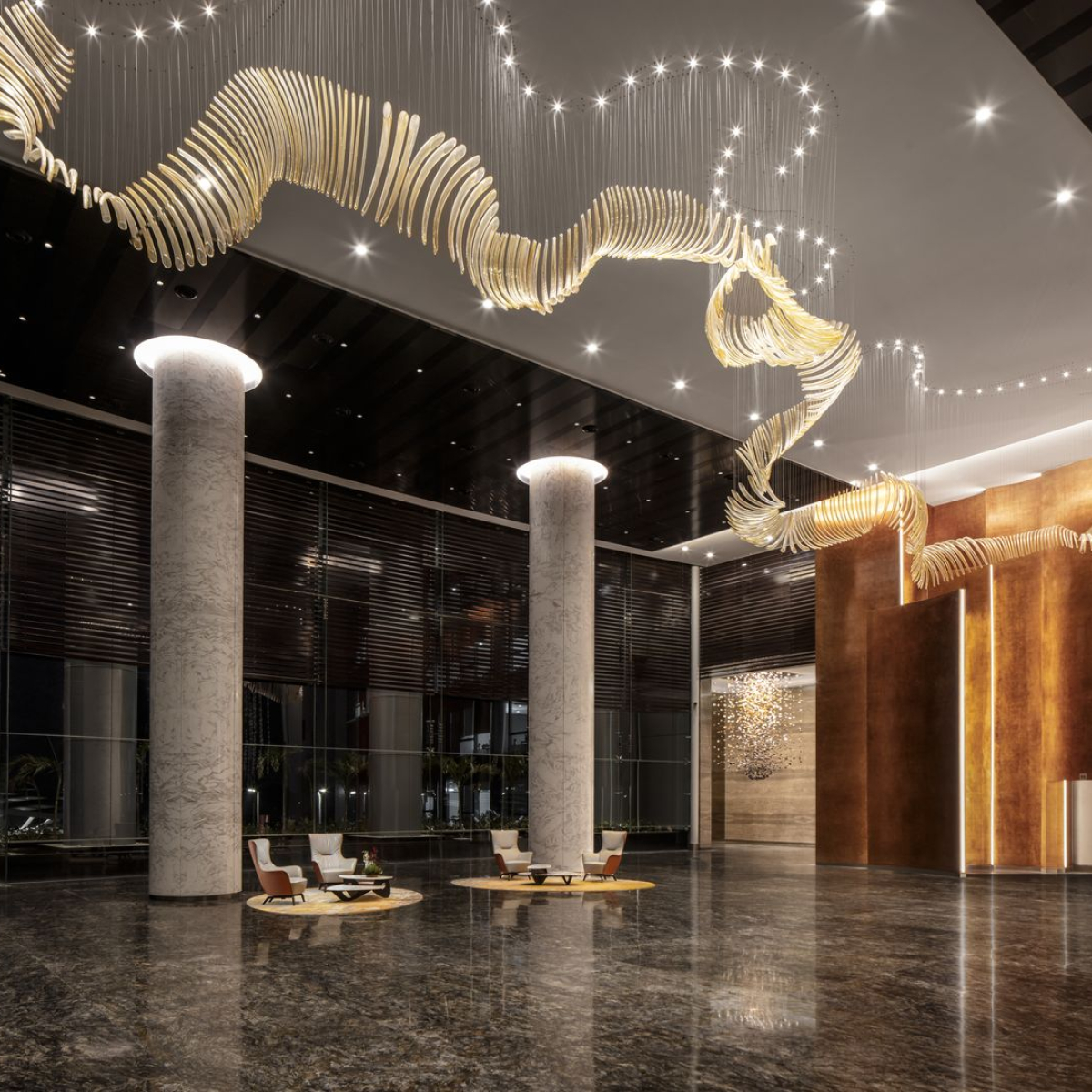 Executive lobby bespoke lighting